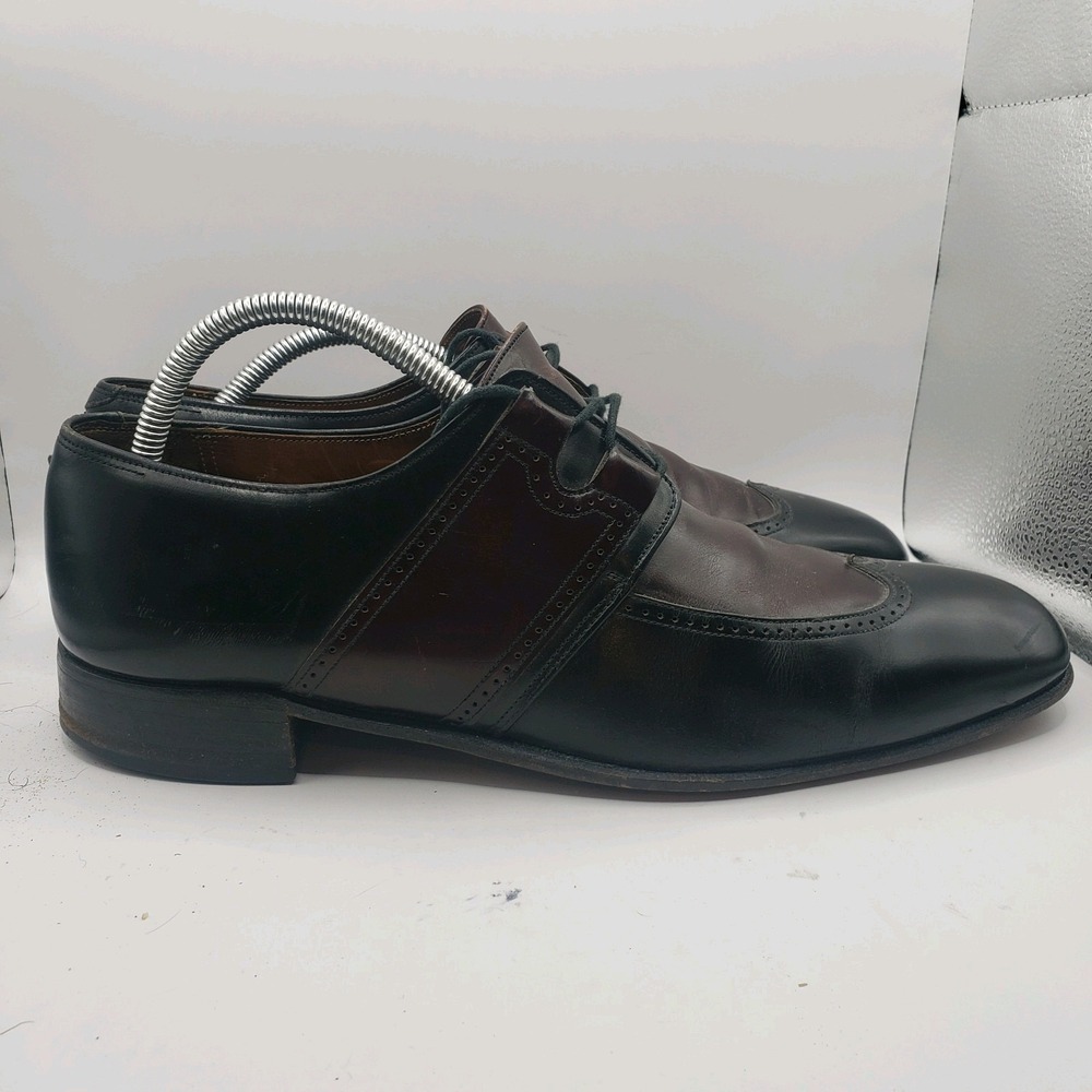 Mens Size 11 - Dacks Dress Shoe Wing Tip Black/Brown Leather Dack's Oxfords